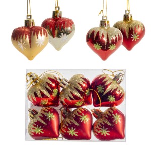Ozdoba choinkowa - serce kpl. 6 szt. 4 cm