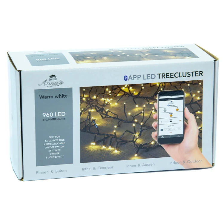Lampki choinkowe sterowane Bluetooth 960 LED gęste