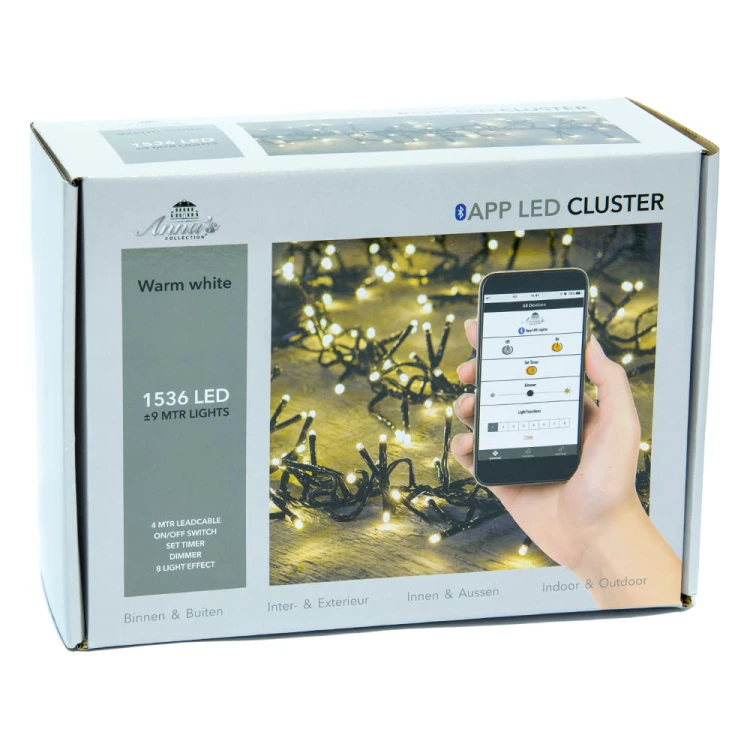 Lampki choinkowe sterowane Bluetooth 1536 LED najgęstsze