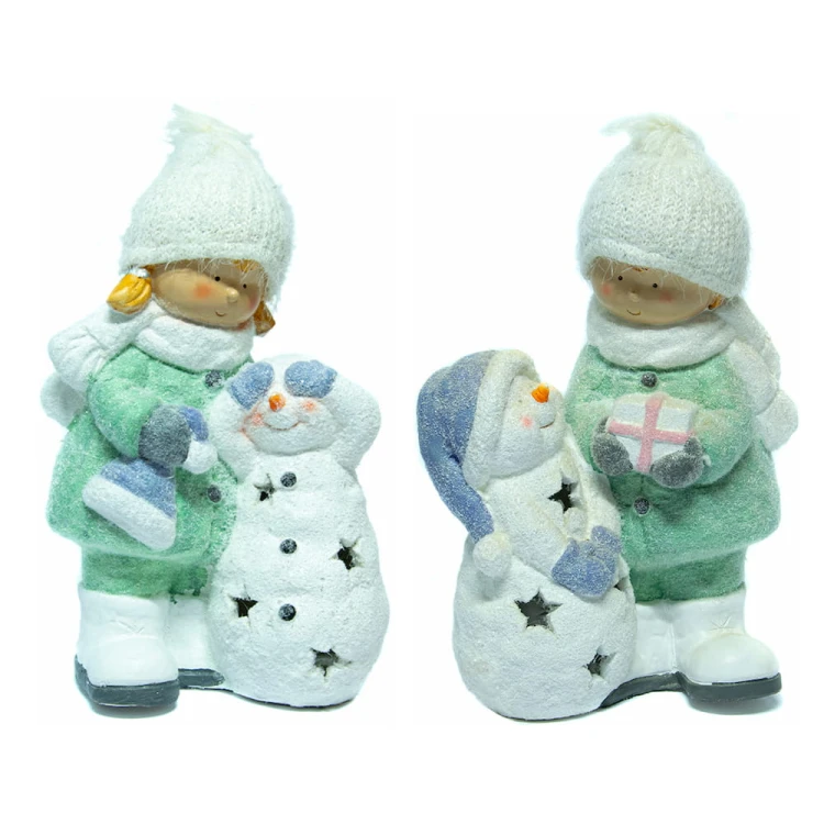 Miętowa figurka z Bałwankiem LED 41cm fot.3