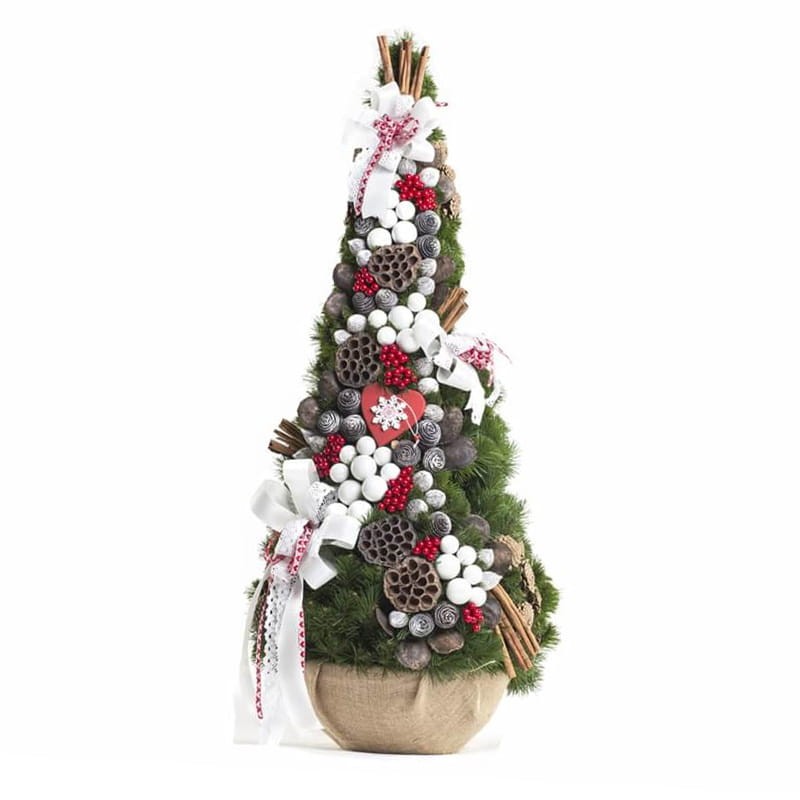 Stożek dekorowany 160 cm czerwono - biały