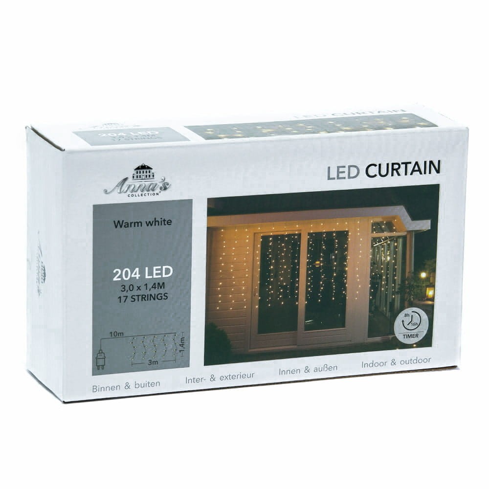 Kurtyna LED ciepła biała 3m