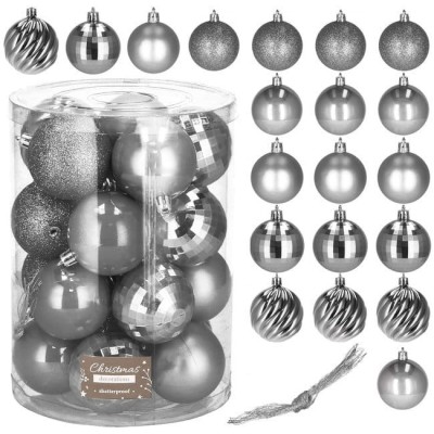Bombki choinkowe srebrne 6 cm 20 szt.