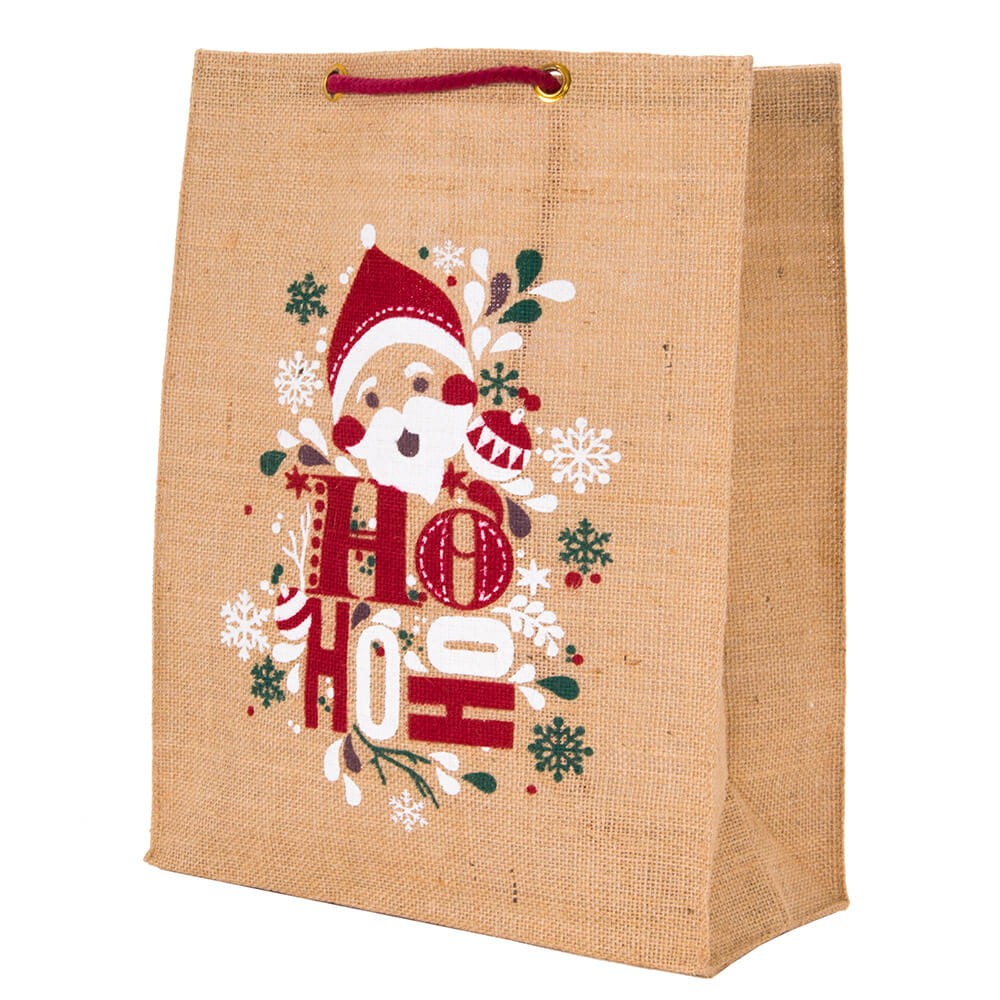 Świąteczna torba zakupowa z juty Mikołaj