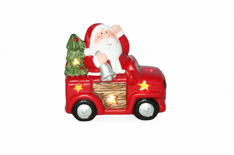 Figurka w samochodzie z choinką 9,5cm Mikołaj