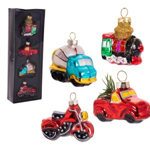 Pojazdy - szklane bombki kpl. 4 szt.