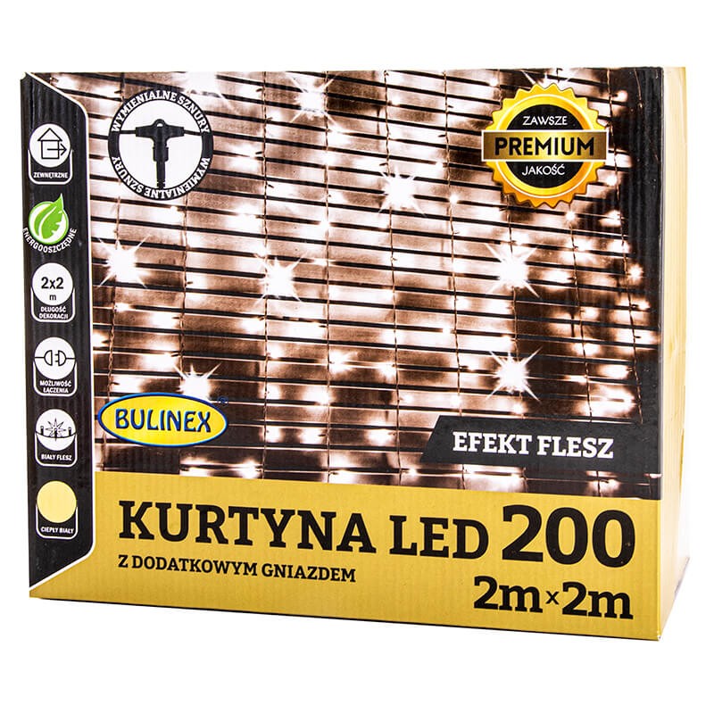 Kurtyna 200 LED 2x2m z FLESZ fot. 1