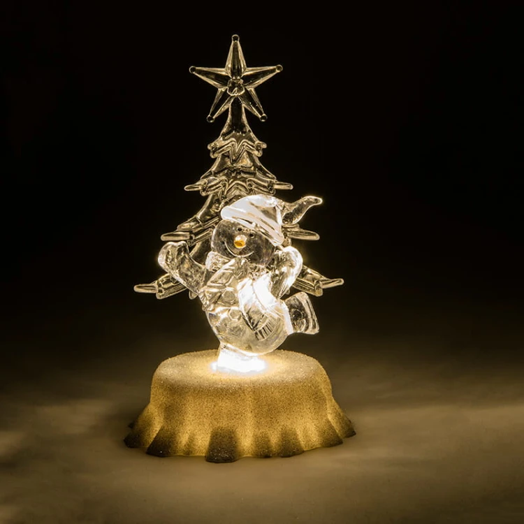 Podświetlana figurka świąteczna LED 15 cm - wzór: bałwan stojący na jednej nodze fot. 2