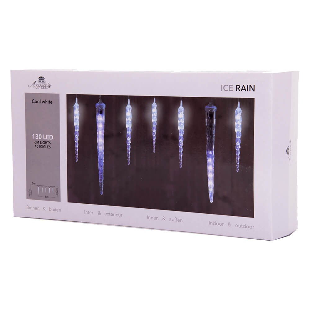 Zewnętrzne lampki sople LED 130 zimne fot. 1