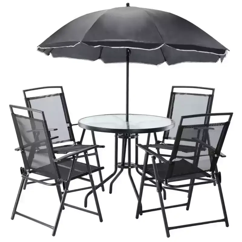 Zestaw mebli ogrodowych 4x krzesła parasol oraz stolik
