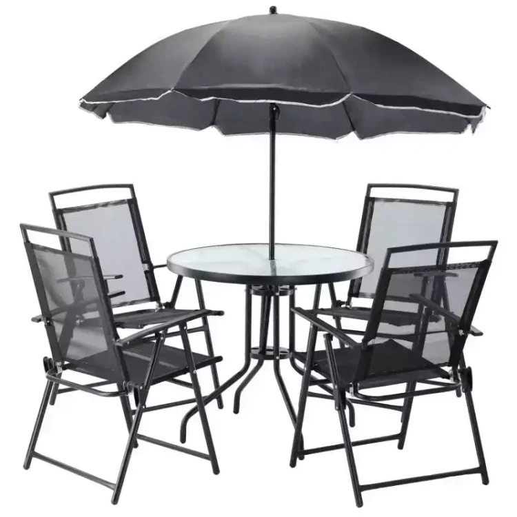 Zestaw mebli ogrodowych 4x krzesła parasol oraz stolik