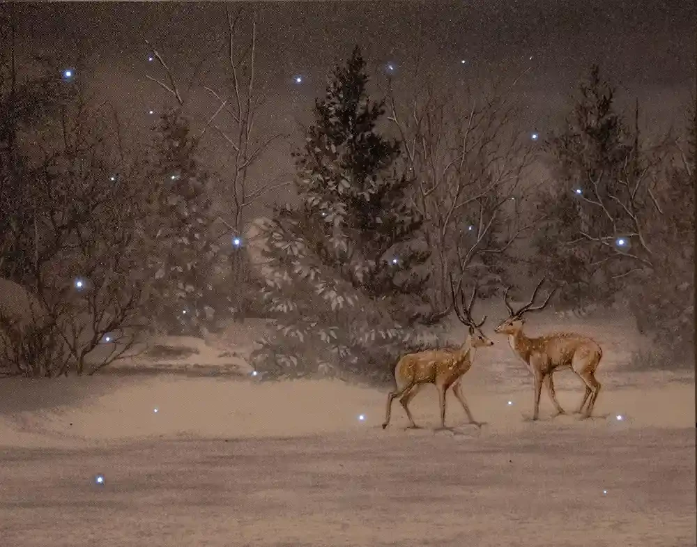 Świecący Obraz jelenie wśród drzew