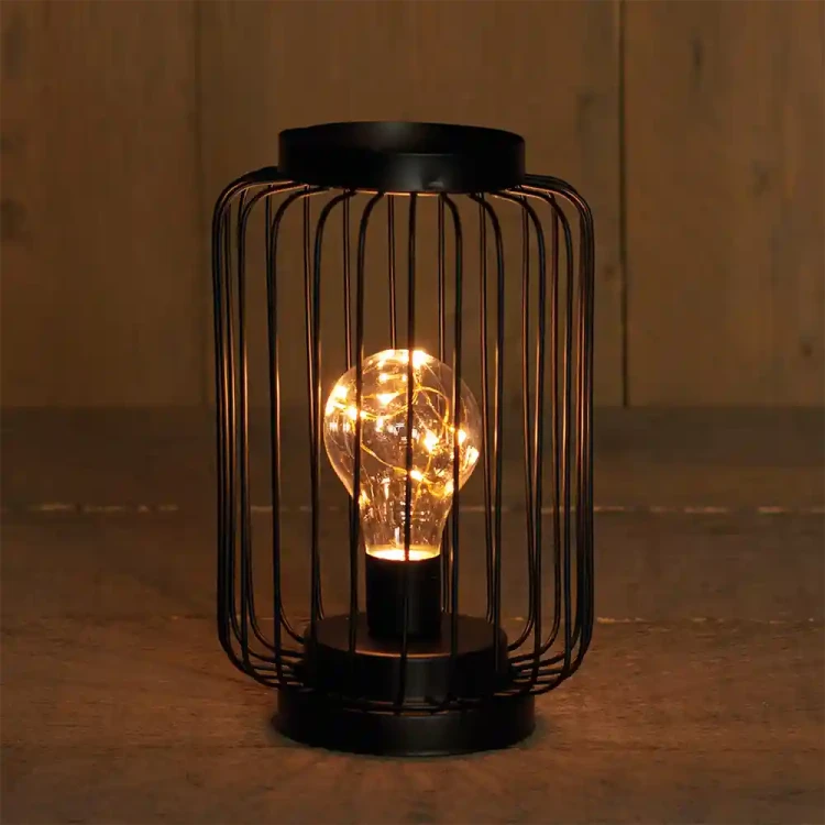 Lampion złoty ozdobny LED z żarówką i sznurkiem