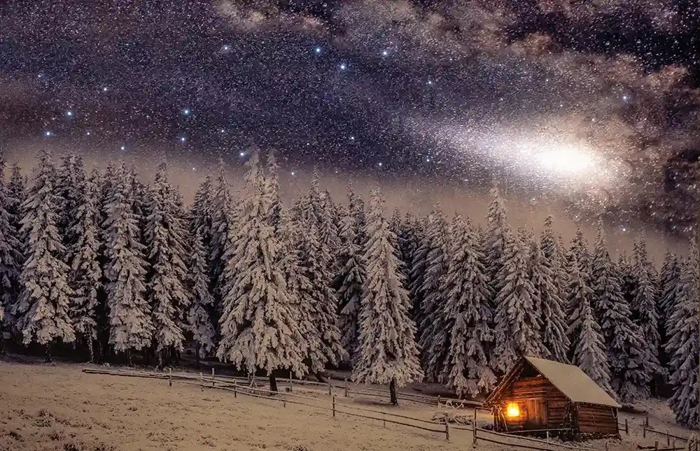 Obraz 58x38cm dom ze spadającą gwiazdą