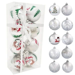 Srebrne bombki plastikowe ze wzorkiem