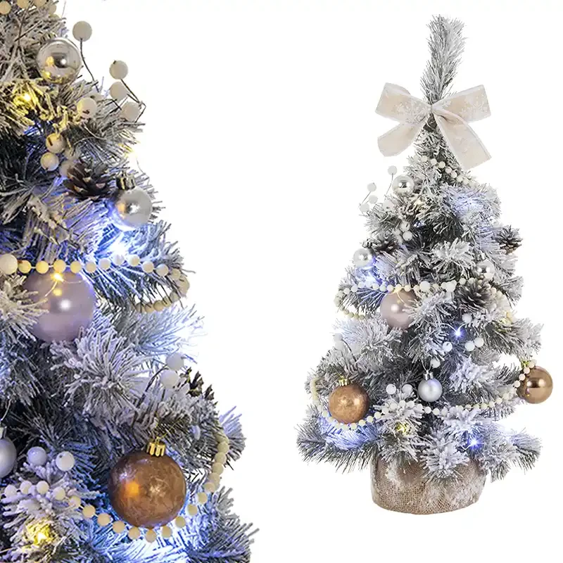 Choinka jodła do udekorowania srebrno-beżowo-brązowa