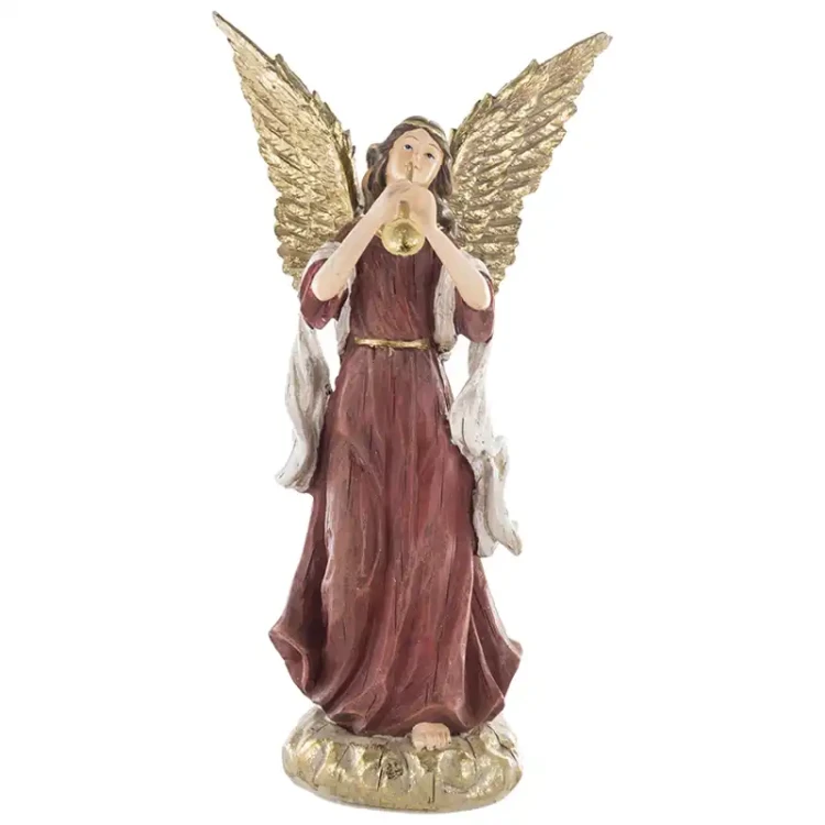 Figura dekoracyjna czerwono-złoty Anioł 34x18x13 cm