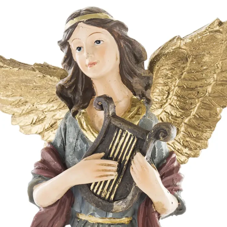 Figura dekoracyjna niebiesko-złoty Anioł 31x17x10 cm