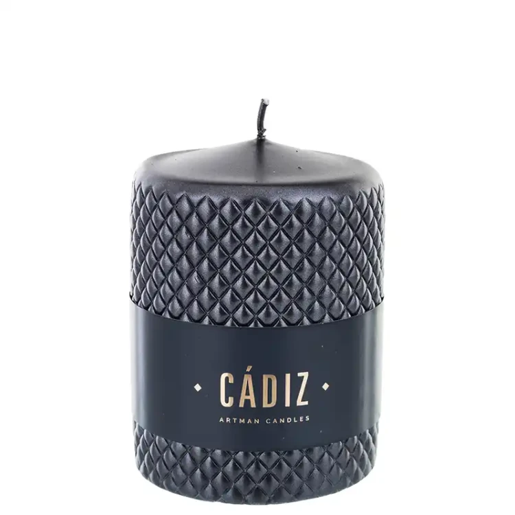 Świeca z tłoczonym wzorem - czarna 12 cm fi 9 fot. 4