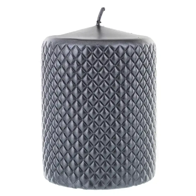 Świeca z tłoczonym wzorem - czarna 12 cm fi 9 fot. 3