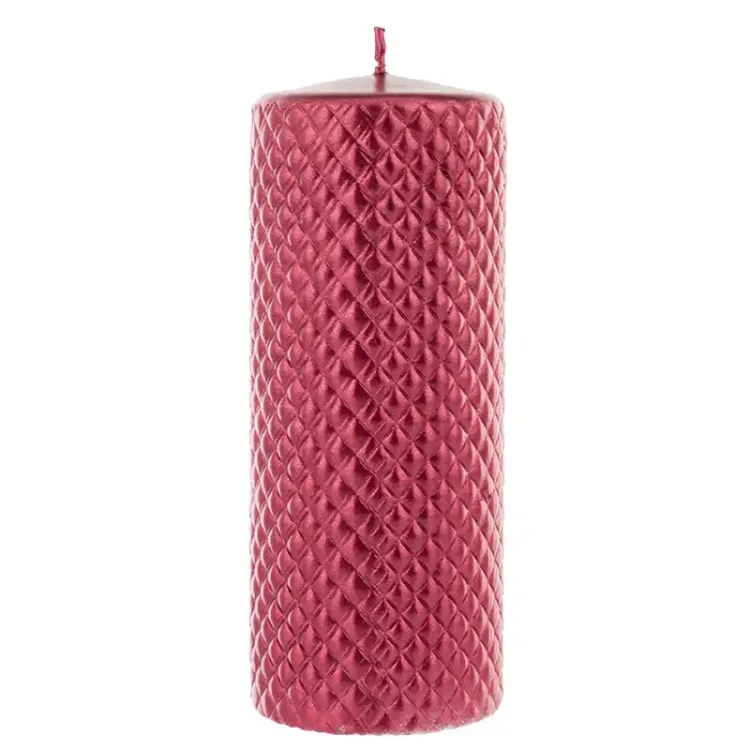 Świeca z tłoczonym wzorem - czerwona 18 cm fi 7 fot. 7