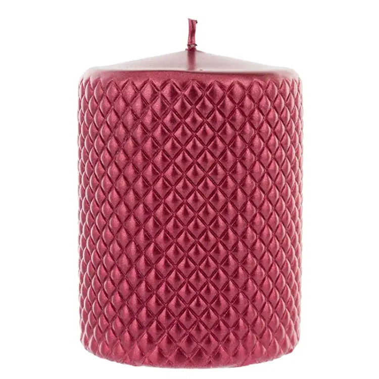 Świeca z tłoczonym wzorem - czerwona 12 cm fi 9 fot. 3