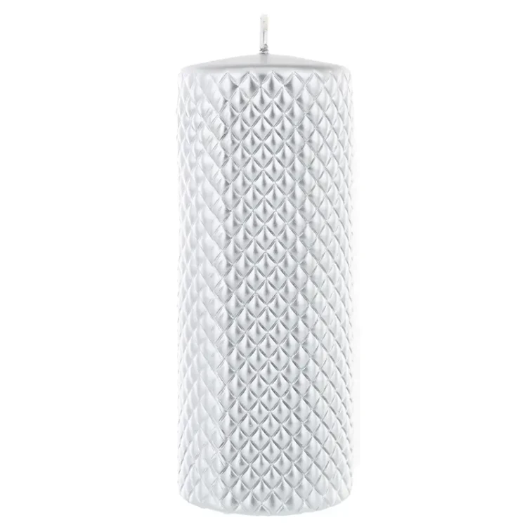 Świeca z tłoczonym wzorem - srebrna 18 cm - 7 cm fot. 5