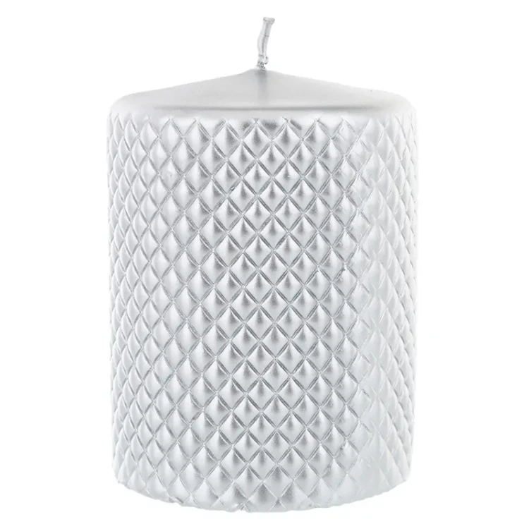 Świeca z tłoczonym wzorem - srebrna 12 cm - 9 cm fot. 3