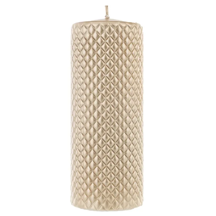 Świeca z tłoczonym wzorem - złota 18 cm - 7 cm fot. 2