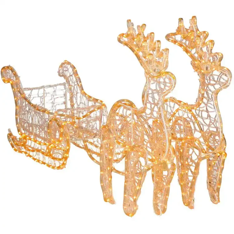 Renifer świetlny z saniami Mikołaja 150 cm - ciepły biały fot. 6