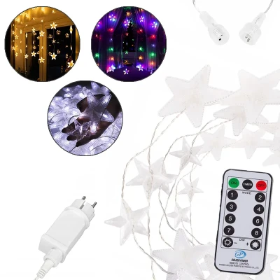 Kurtyna świetlna z pilotem - gwiazdy 136 LED fot. 11