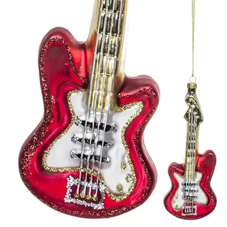 Szklane ozdoby choinkowe - gitara - SREBRNA