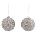 Szklane bombki choinkowe - szare z brokatem kpl. 2, 10 cm