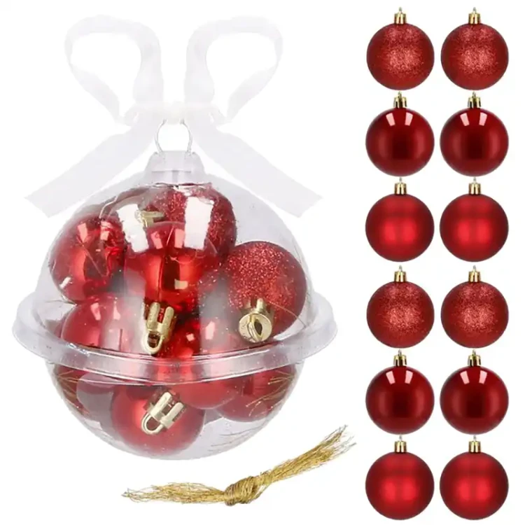 Bombki choinkowe nietłukące czerwone mix 3 cm
