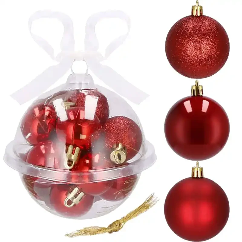 Bombki choinkowe nietłukące czerwone mix 3 cm