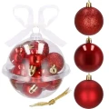 Bombki choinkowe nietłukące czerwone mix 3 cm