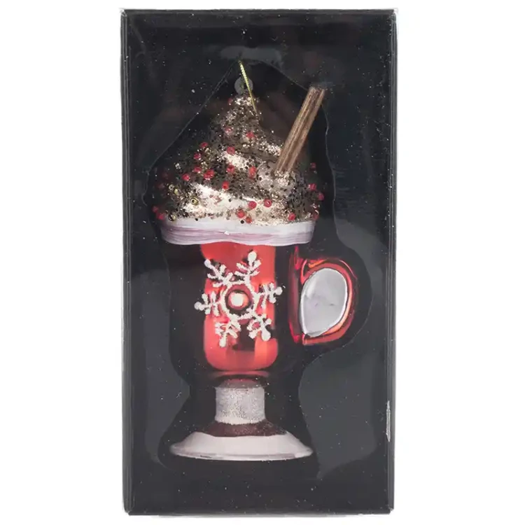 Szklane ozdoby choinkowe - Czekolada w kubku 13 cm