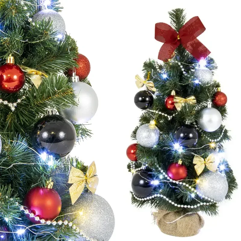 Choinka jodła do udekorowania w kolorze czerwono-srebrnym 60 cm