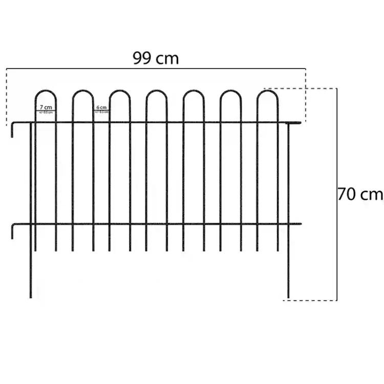 Metalowy płotek ogrodowy klasyczny - wysokość 70 cm