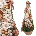 Choinka sztuczna dekorowana srebro-pomarańczowa MAROKO 180 cm PREMIUM