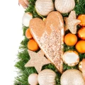 Choinka sztuczna dekorowana srebro-pomarańczowa MAROKO 110 cm PREMIUM