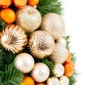 Choinka sztuczna dekorowana srebro-pomarańczowa MAROKO 110 cm PREMIUM