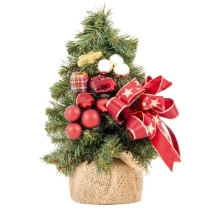 Sztuczna Choinka Udekorowana 30 cm - Czerwono-srebrna