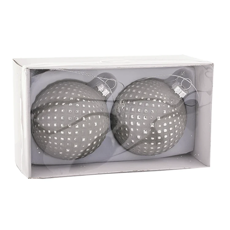 Szklane bombki choinkowe szaro-srebrne kpl. 2 szt. 8 cm