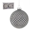 Szklane bombki choinkowe szaro-srebne kpl. 2 szt. 8 cm