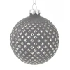 Szklane bombki choinkowe szaro-srebne kpl. 2 szt. 8 cm