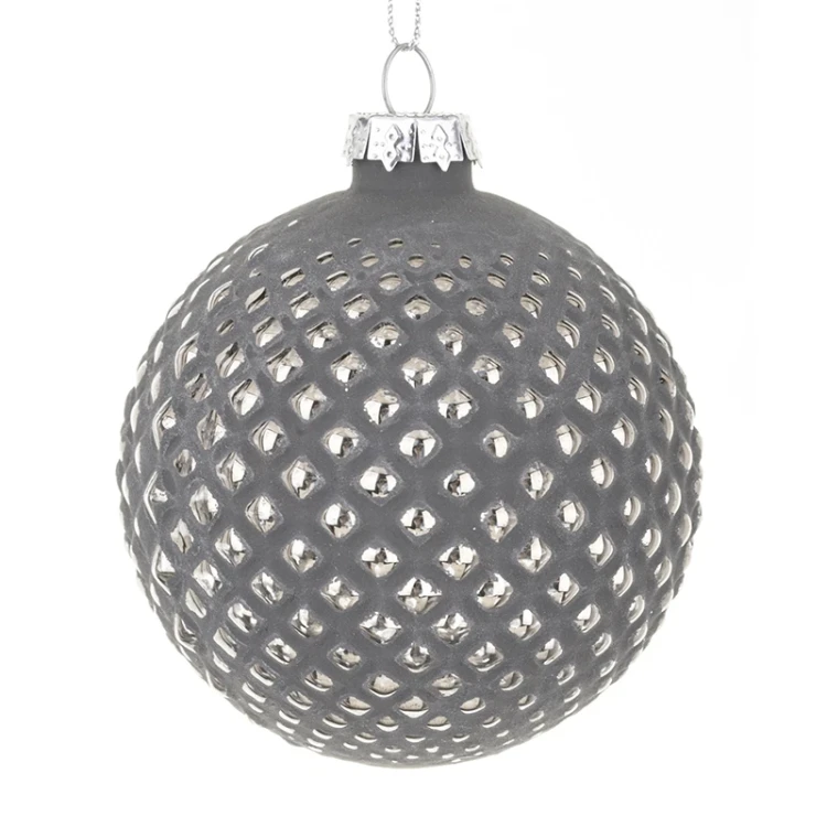 Szklane bombki choinkowe szaro-srebne kpl. 2 szt. 8 cm