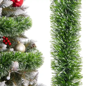 Łańcuch na choinkę grubo cięty 6 m - zielony z białym