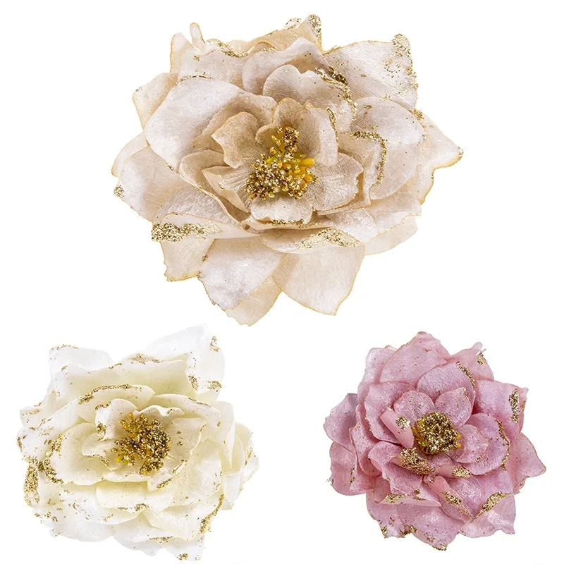 Klasyczna Uroda Bożego Narodzenia: Kwiat w Kolorach Białym, Różowym i Złotym fot. 9