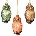 Kpl. Szklanych zawieszek na choinkę - Sowa 3 szt.